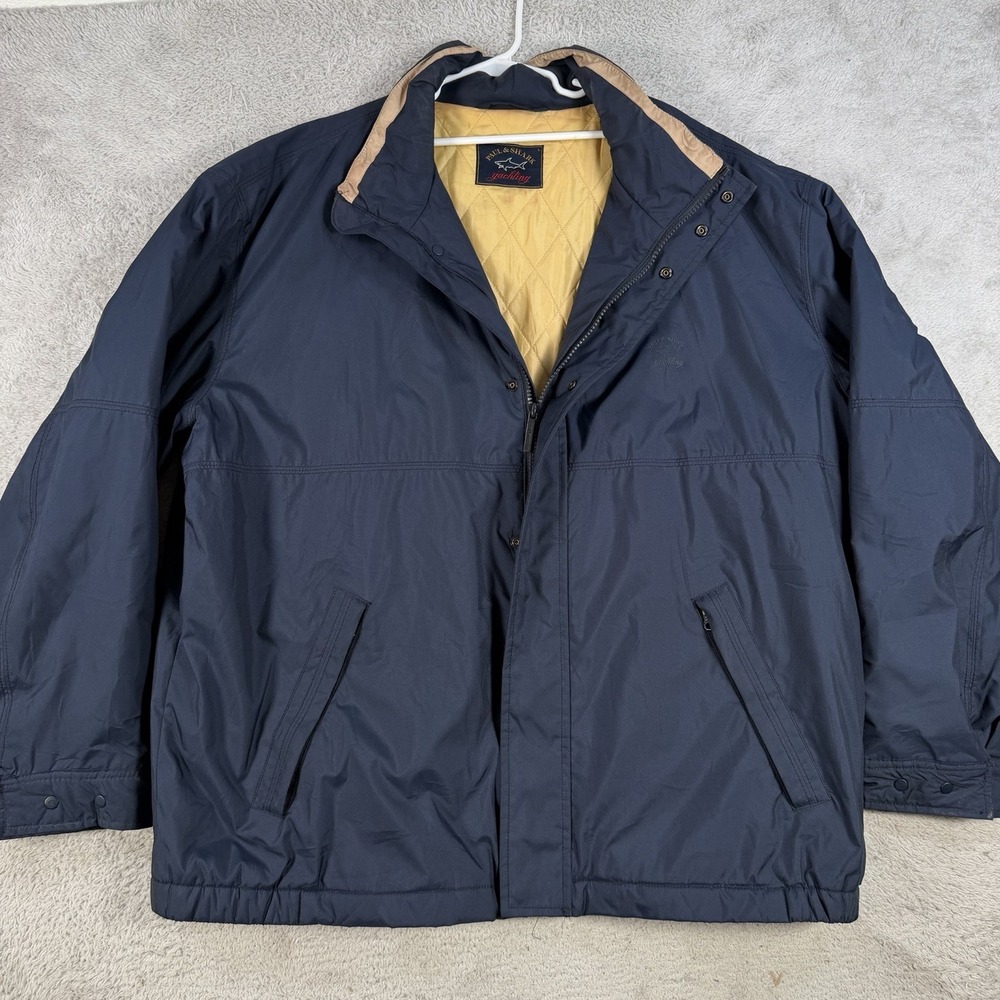 Paul & Shark Jacket Mens Large Navy Full Zip Pocket Snap Lined Italy Yachting
